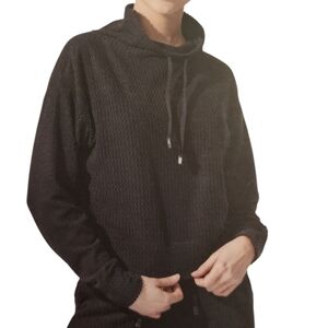 Wander By Hottotties Diane Zig Zag Mock Neck Sweater Black Small